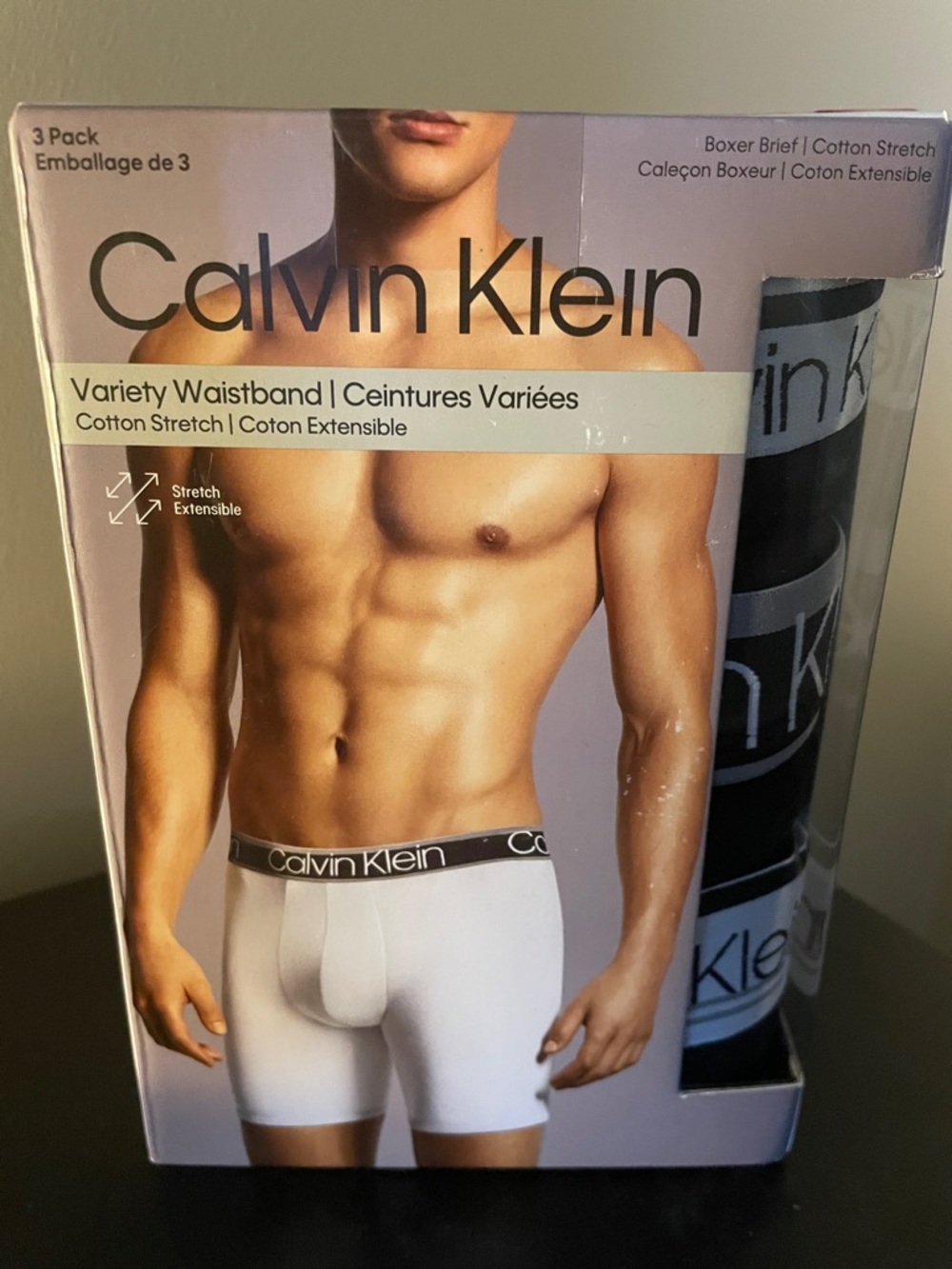 Calvin Klein Men’s Cotton Stretch Boxer Briefs - White with Black Waistband
